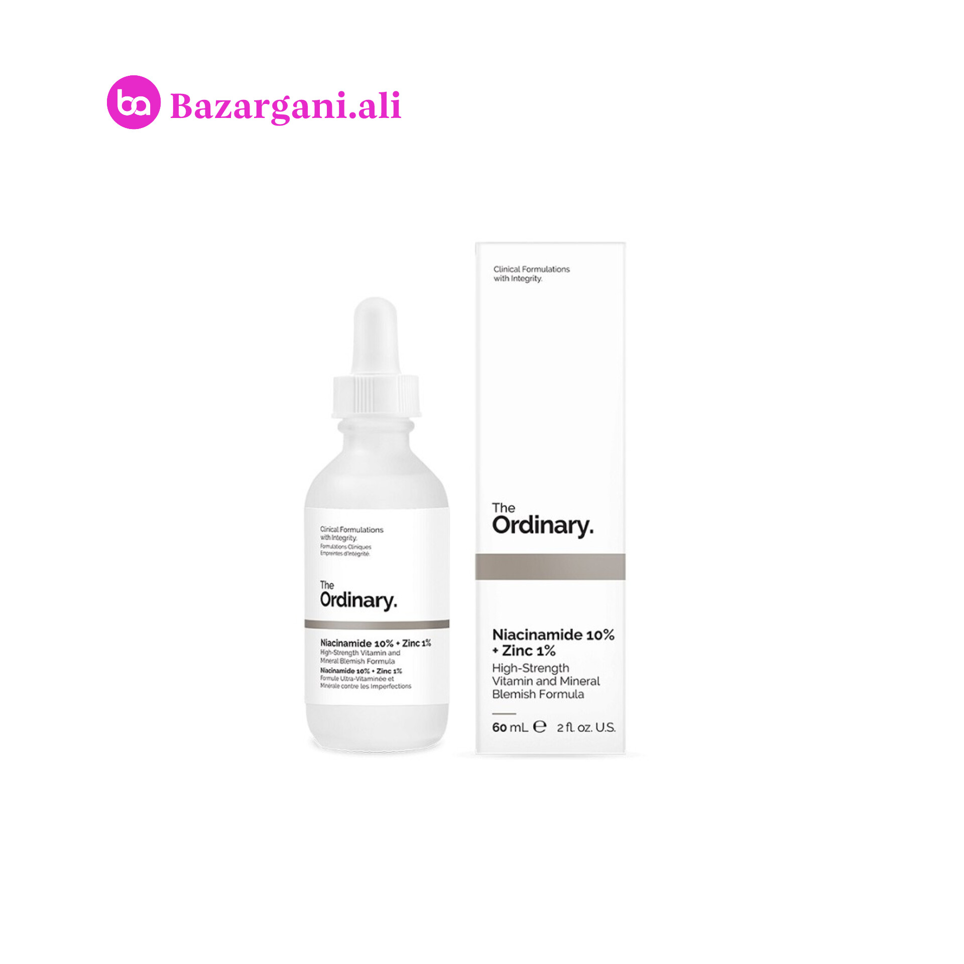 سرم ضد جوش نیاسینامید 10% + زینک 1% اوردینری اصل حجم 30 میلی لیتر