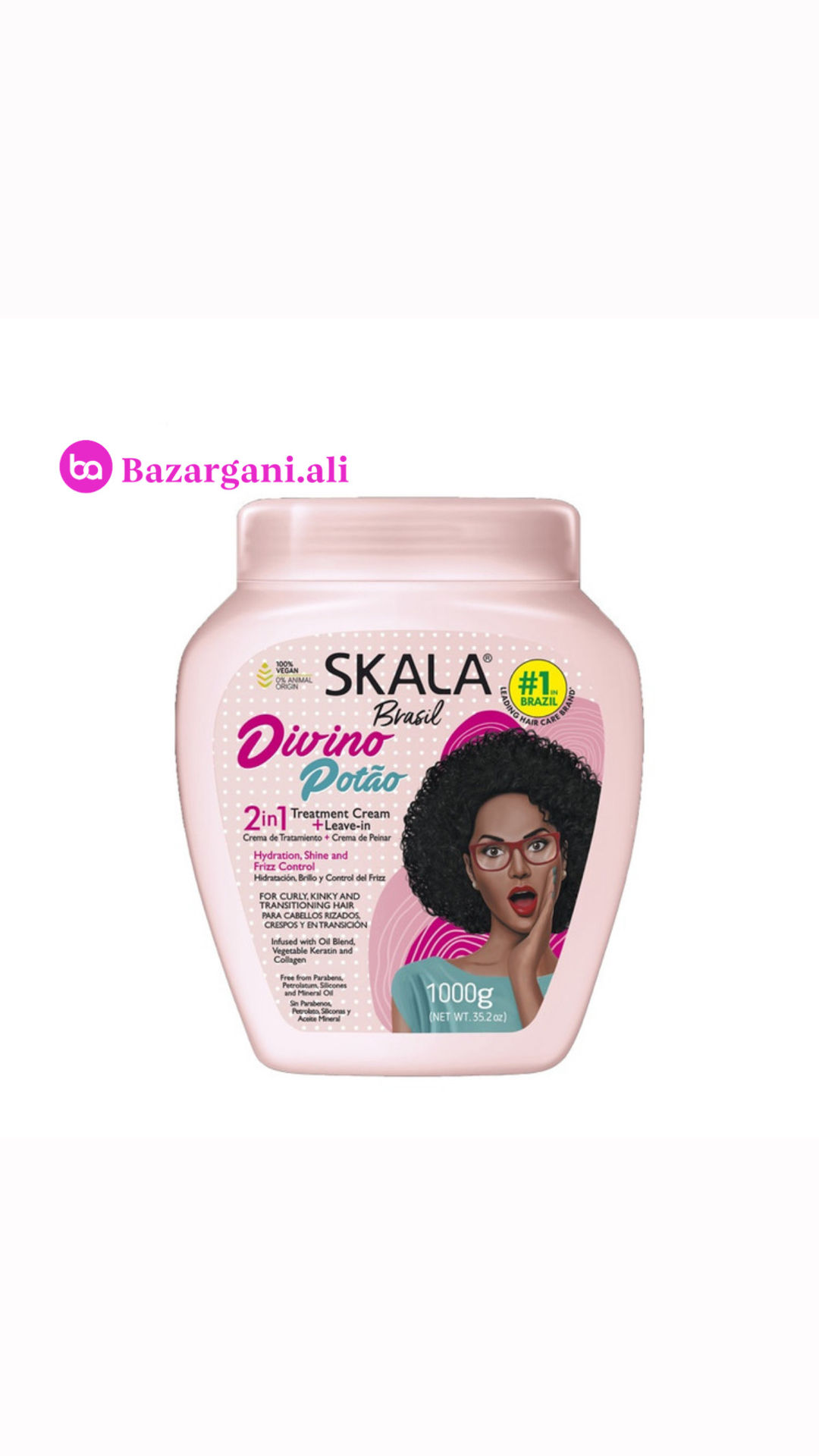کرم حالت دهنده و احیای الگو و ترمیم حالت کشسانی ساقه 2 در 1 موهای فر اسکالا Skala Expert Divino Potão 2 in 1 Hair Treatment Cream 1000g